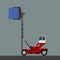 Vector of forklift working with cargo container and carton and crane hook.