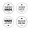 Vector four black tags and badges with words and phrases of different design on white background. Hand made. Vector