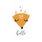 Vector fox face with phrase hello. Cute hand drawn illustration