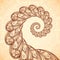 Vector fractal spiral in henna tattoo style