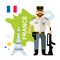 Vector France Police. Flat style colorful Cartoon illustration.