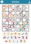 Vector France sudoku puzzle for kids with pictures. Simple French quiz with cut and glue elements. Education activity or coloring