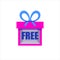 Vector FREE cocept gift box, pink and blue colors, design element isolated.