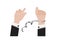 A vector of freedom hand from handcuff bandaged of prisoner or businessman in back suit and arrested Control by putting silver han