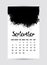 Vector Freehand Calendar 2020. September month. Creative Black and White design template with messy ink grunge texture