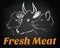 Vector fresh meat animals chalkboard sign emblem