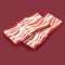 Vector fresh sliced bacon isolated on red background