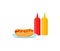 vector of fresh and warm hand made hotdog