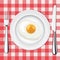 vector fried egg on a plate whith fork and knife