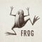 Vector frog painted in engraving style. Eps8. RGB Global colors