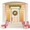 Vector front door with Christmas gifts