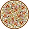 Vector fruit and berry Russian national round pattern, Khokhloma