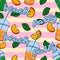 Vector fruit cocktails beach party seamless pattern