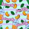 Vector fruit cocktails beach party seamless pattern