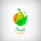 Vector fruit, eco, farm food logo. Pear with leaves. Use for packaging, identity, web