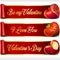 Vector Fruit Hearts and Red Ribbons horizontal Banners set