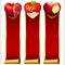 Vector Fruit Hearts and Red Ribbons vertical Banners set