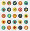 Vector fruit and vegetables icons flat design