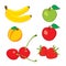 Vector fruits cherry, banana, apple, strawberry pe