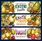 Vector fruits exotic tropical fruit sketch banners