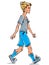 Vector full-length drawing of a Caucasian fair-haired teenager,