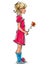 Vector full-length drawing of a friendly blonde teen