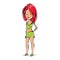 Vector full-length portrait of beautiful red-head lady.