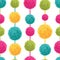 Vector Fun Colorful Decorative Hanging Pompoms Seamless Repeat Pattern. Great for handmade cards, invitations, wallpaper