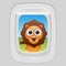 Vector funny airplane window series lion