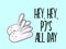 Vector funny bunny slippers with text Pj all day. Weekend poster. Relax fluffy shoes with rabbit character and quote. Sunday Satur