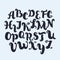 Vector funny cartoon ABC with curls. Hand drawn font. Vintage Latin alphabet