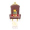 Vector funny cartoon cool cute brown smiling king potato with golden royal crown and red mantle or cape sitting on brown