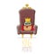 Vector funny cartoon cool cute brown smiling king potato with golden royal crown and red mantle or cape sitting on brown