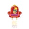 Vector funny cartoon cool cute brown smiling king potato with golden royal crown sitting on the throne isolated on white