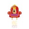 Vector funny cartoon cool cute brown smiling king potato with golden royal crown sitting on the throne isolated on white