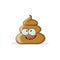 vector funny cartoon cool smiling poo icon isolated on white background. emoji funky poo character. A pile of poo