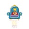 Vector funny cartoon cute brown smiling king potato with golden royal crown and red mantle or cape sitting on blue