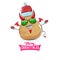 vector funny cartoon cute demon potato with santa claus red hat, fangs, trident and red wings isolated on white