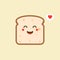 Vector funny cartoon cute sliced bread character isolated on color background. Bakery label mascot. Vector flat cartoon character