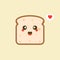 Vector funny cartoon cute sliced bread character isolated on color background. Bakery label mascot. Vector flat cartoon character