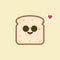 Vector funny cartoon cute sliced bread character isolated on color background. Bakery label mascot. Vector flat cartoon character