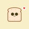 Vector funny cartoon cute sliced bread character isolated on color background. Bakery label mascot. Vector flat cartoon character