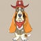 Vector funny cartoon hipster dog Basset Hound