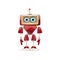 Vector funny cartoon red friendly robot character isolated on white background. Kids 3d robot toy. chat bot icon