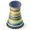 Vector funny, colorful, striped, cooling tower of nuclear power plant.