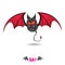 Vector funny devil bat with wings.