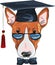 Vector funny graduated dog Bullterrier