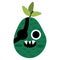 Vector funny kawaii avocado icon. Pirate fruit illustration. Comic plant fruit with eyes, eye patch and mouth isolated on white