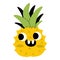 Vector funny kawaii pineapple icon. Pirate fruit illustration. Comic plant fruit with eyes and mouth isolated on white background