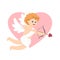 Vector Funny little Valentine Day cupid angel aiming at someone